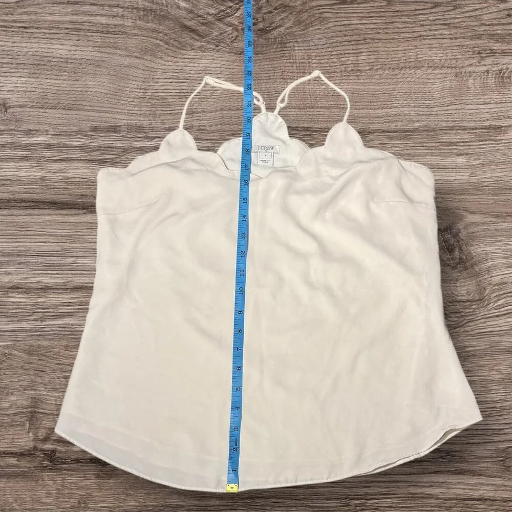 J CREW Scalloped Cami Tank Top Ivory Cream Racerback Spaghetti Blouse size 4 - Picture 7 of 10